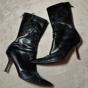 Christian Dior Vintage pointed lace-up Heel Boots